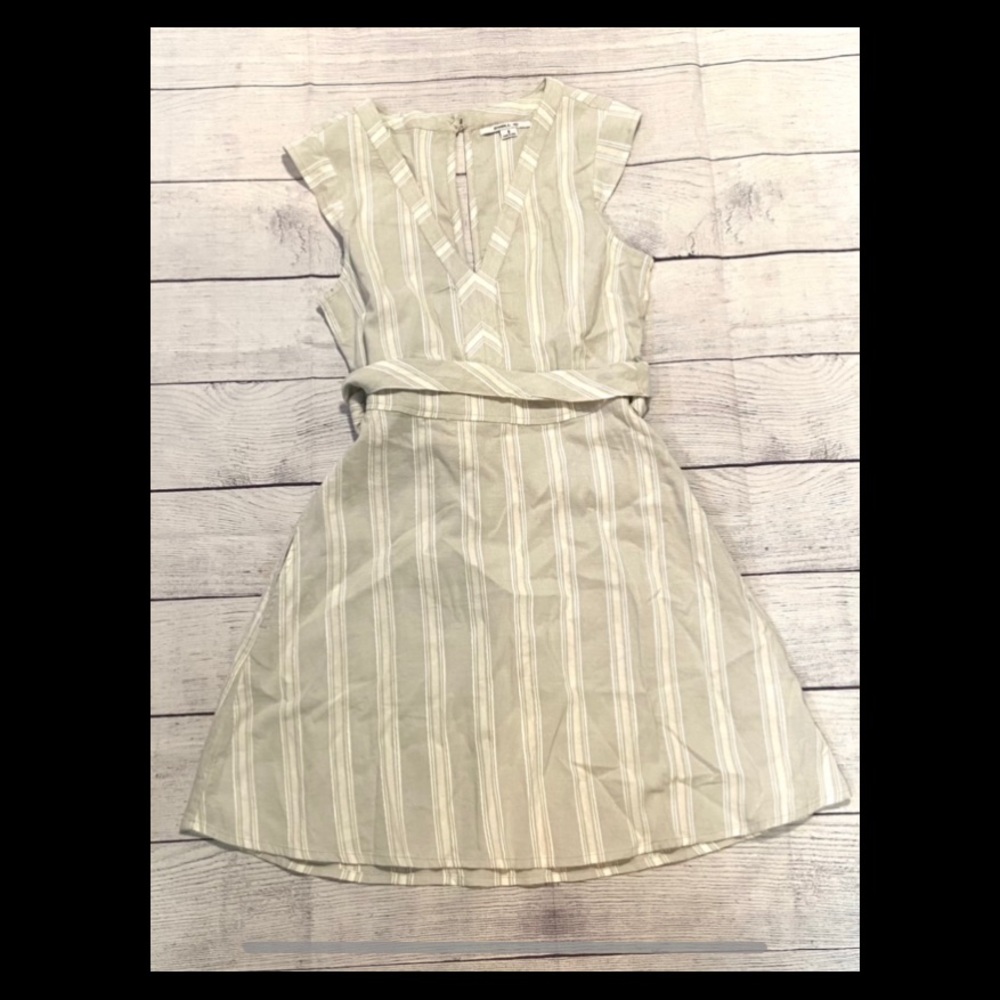 O’Neill Gray Tan Striped Boho Surfer Y2K Retro Jumper Dress Pockets Small